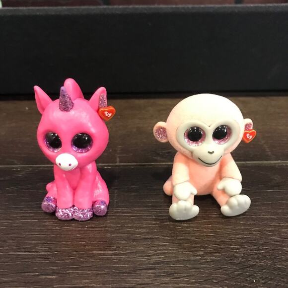 TY Mini Beanie Boos Series 3 BUBBLEGUM & CHERRY Lot Unicorn Monkey Collectibles - Picture 1 of 3